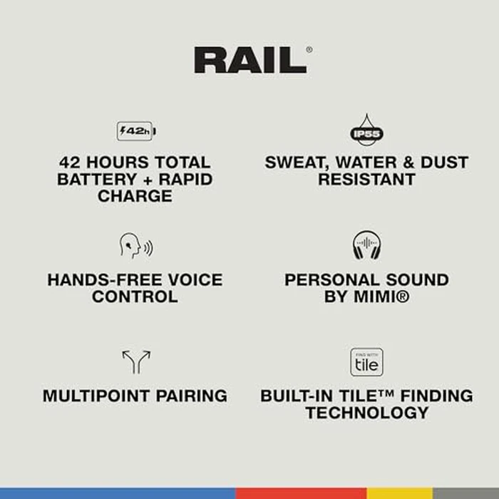 Skullcandy Rail Wireless Earbuds, Bluetooth Headphones, Noise Isolating Fit, Up to 42 Hours Battery, IP55 Sweat and Water Resistant, Microphone for iPhone Android - True Black by Skullcandy - Image 4