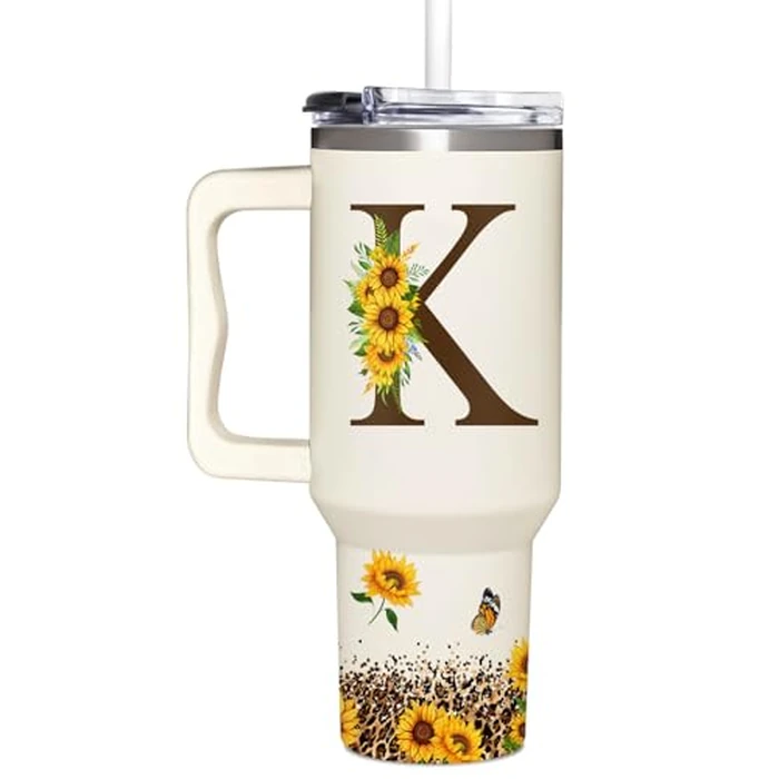 Personalized Mothers Day Gifts - Sunflower Gift For Women - Mothers Day Gifts For Mom, Sister, Daughter, Wife, Grandma - Mothers Day, Birthday Gifts For Mom, Her, Friend - Monogrammed Tumbler 40oz by SUFAVN - Used - Like New condition - US$23.70