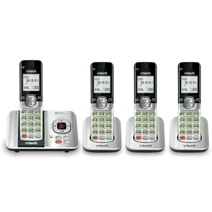VTech CS6529-4 DECT 6.0 Phone Answering System with Caller ID/Call Waiting, 4 Cordless Handsets, Silver/Black by VTech - Used - Acceptable condition