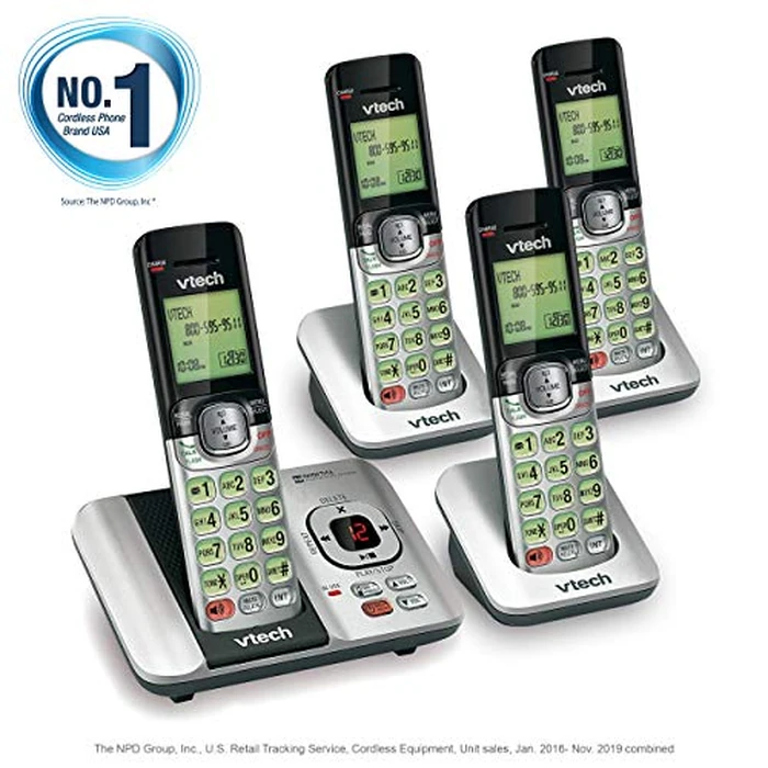 VTech CS6529-4 DECT 6.0 Phone Answering System with Caller ID/Call Waiting, 4 Cordless Handsets, Silver/Black by VTech - Image 8
