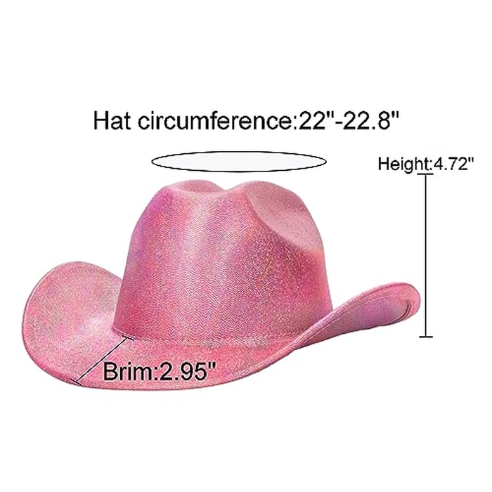 Mealah Holographic Western Cowboy Hat for Women - Sparkly Cowgirl Hat for for Wedding Music Costume Party(M-L) Rose Pink by Mealah - Image 2