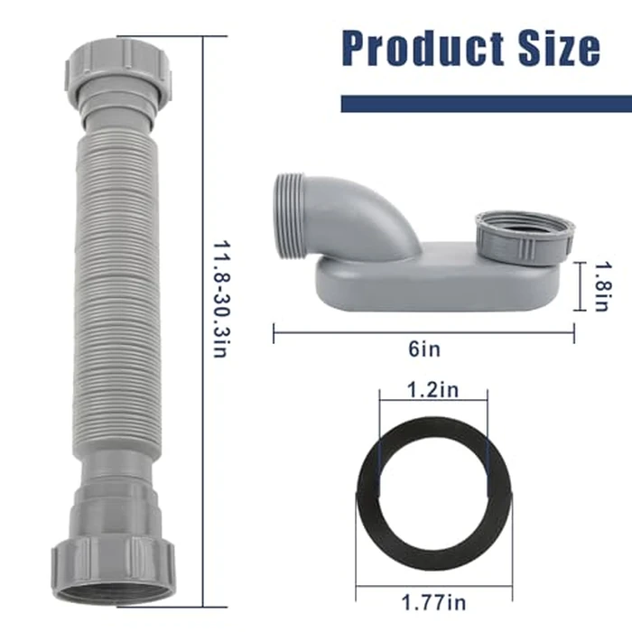 Low Profile 1 1/2 P Trap, Low Profile Shower Drain,Flat P Trap Freestanding Tub Drain for Bath Fit for Bath RV Bathtub by EIKLIM - Image 6