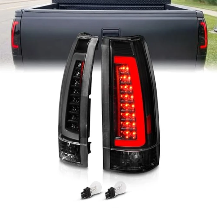 AmeriLite for 1988-1999 Chevy GMC C/K Truck Blazer Fullsize Tahoe Suburban Yukon Escalade C-Type LED Tube Dark Black Tail Lights Set - Passenger and Driver Side by AmeriLite - Used - Very Good condition - US$138.40
