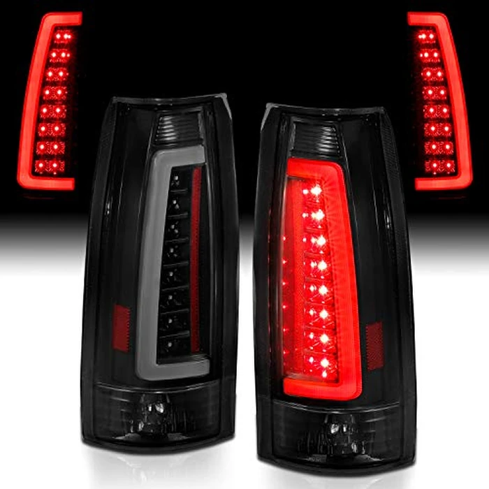 AmeriLite for 1988-1999 Chevy GMC C/K Truck Blazer Fullsize Tahoe Suburban Yukon Escalade C-Type LED Tube Dark Black Tail Lights Set - Passenger and Driver Side by AmeriLite - Image 2