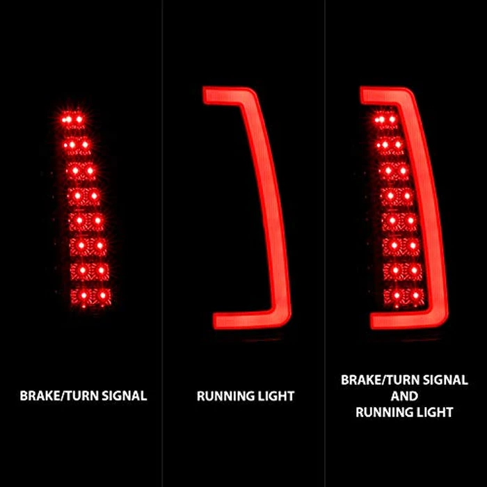 AmeriLite for 1988-1999 Chevy GMC C/K Truck Blazer Fullsize Tahoe Suburban Yukon Escalade C-Type LED Tube Dark Black Tail Lights Set - Passenger and Driver Side by AmeriLite - Image 9