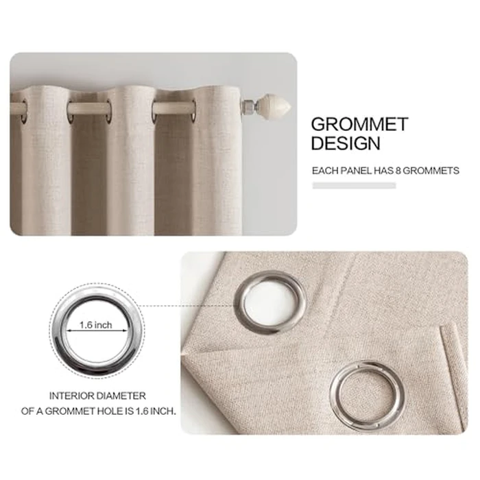 MIULEE 100% Blackout Linen Texture Curtains Soild Thermal Insulated Natural Beige Curtains Grommet Room Darkening Curtains & Drapes for Living Room Bedroom Nursery 42 x 84 (2 Panels) by MIULEE - Image 4