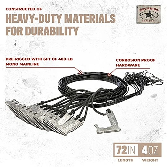 Rig'Em Right Waterfowl Pre-Rigged Duck Hunting J-Weights on 72 Inch Monofilament Mainline with Crimps, Bungee Cord and Decoy Rigging Swivels (4-oz Weights) by Rig Em Right - Image 2