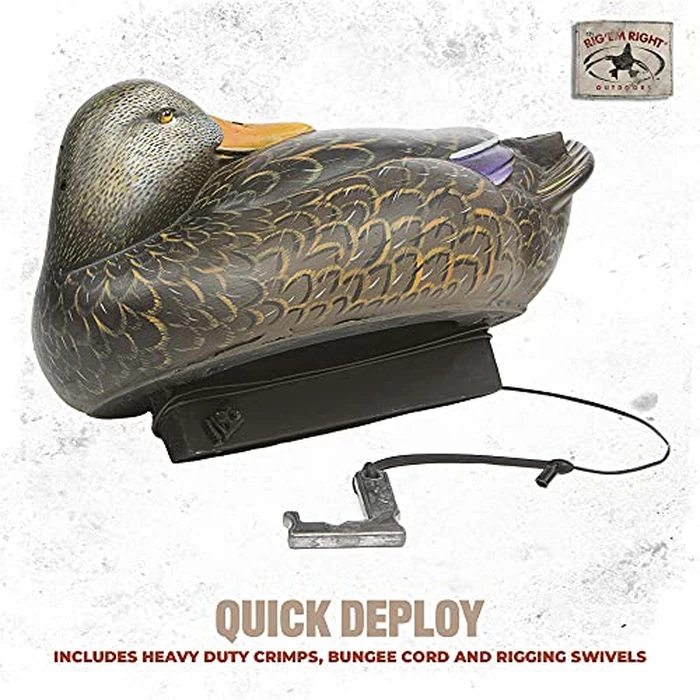 Rig'Em Right Waterfowl Pre-Rigged Duck Hunting J-Weights on 72 Inch Monofilament Mainline with Crimps, Bungee Cord and Decoy Rigging Swivels (4-oz Weights) by Rig Em Right - Image 3