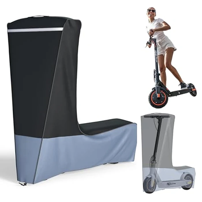 Electric Scooter Cover (300W-3000W) - All Season Universal Fit, Better Fit Design,Heavy Duty Oxford Fabric,Dustproof Windproof Protection, (Black Grey)(54X28X52) by MD34 - Used - Like New condition - US$36.09