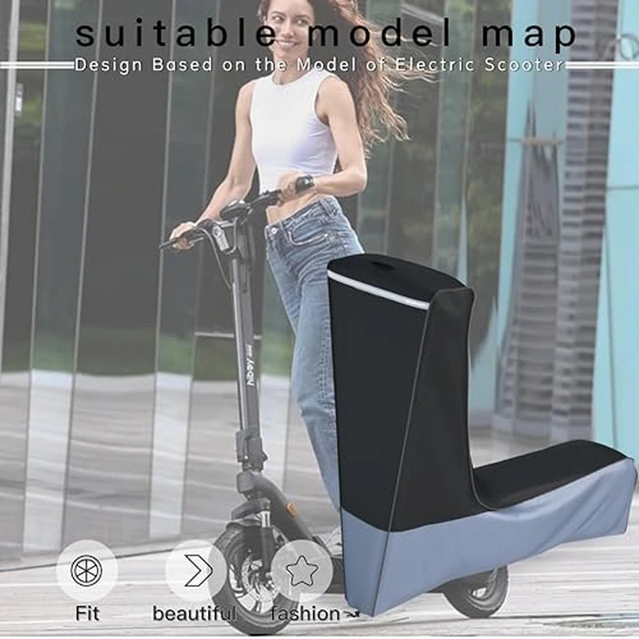 Electric Scooter Cover (300W-3000W) - All Season Universal Fit, Better Fit Design,Heavy Duty Oxford Fabric,Dustproof Windproof Protection, (Black Grey)(54X28X52) by MD34 - Image 6