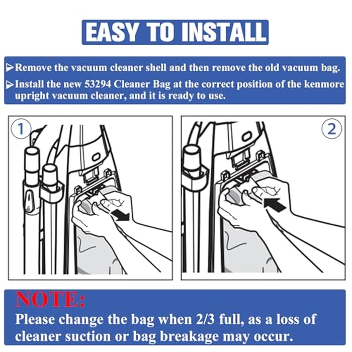 53294 Type O HEPA Cloth Vacuum Bags Replacement for Kenmore Upright Vacuum Cleaners, 12 Pack by Funmit - Image 6