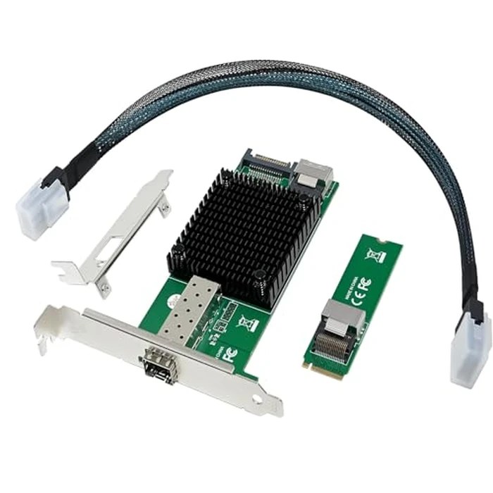 10 Gigabit M.2 to RJ45 SFP+ NIC, with Intel 82599(X520-DA1) Controller PCIe X4 Network Card,10gb RJ45 Ethernet Card Industrial Adapter with SFF-8087 Cable/Low Profile Bracket Support PXE&UEFI by ULANSeN - Image 1