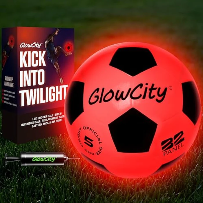 GlowCity Glow in The Dark Soccer Ball | Light Up Indoor/Outdoor Soccer Ball with 2 LED Lights | Pre-Installed Batteries | Fun Gift for Teens by GlowCity - Used - Like New condition