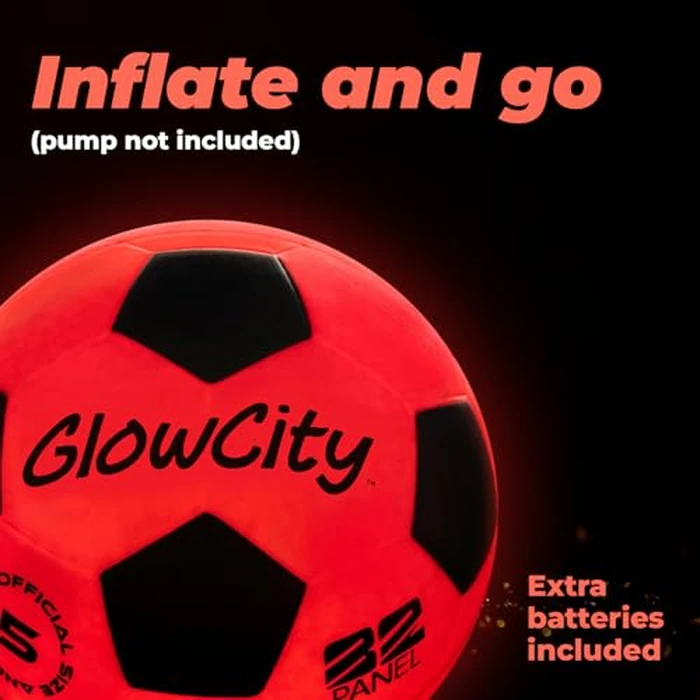 GlowCity Glow in The Dark Soccer Ball | Light Up Indoor/Outdoor Soccer Ball with 2 LED Lights | Pre-Installed Batteries | Fun Gift for Teens by GlowCity - Image 4