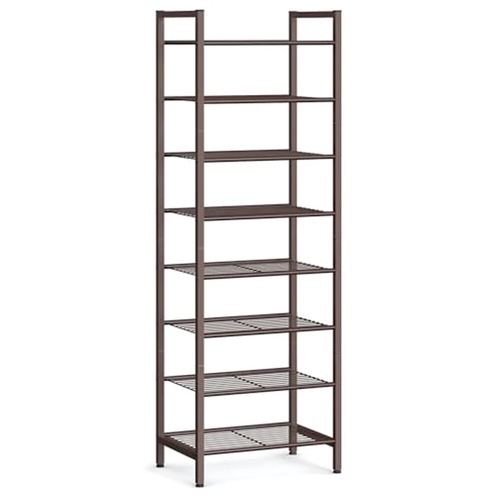 SONGMICS Narrow Shoe Rack - Sturdy 8 Tier Metal Tall Shoe Rack Shelf, Slim Shoe Storage Organizer for Closet Entryway Small Spaces, Bronze, 12"D x 17.6"W x 50.6"H by SONGMICS - Used - Very Good condition - US$30.08