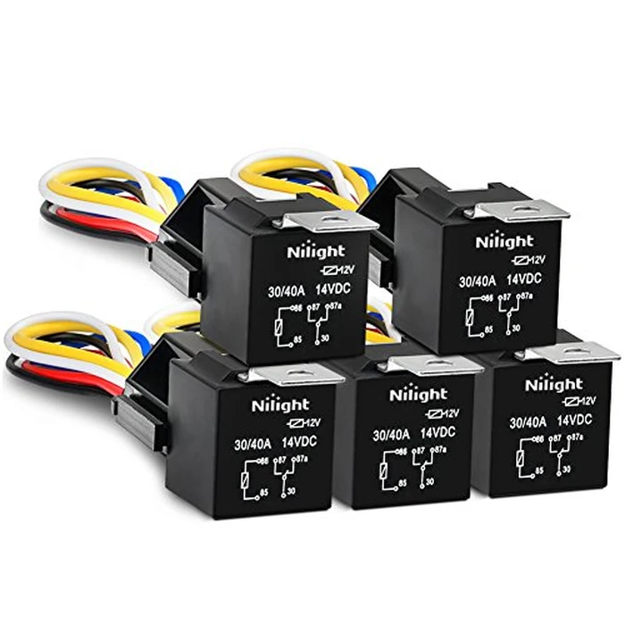 Nilight 50003R Automotive Set 5-Pin 30/40A 12V SPDT with Interlocking Relay Socket and Wiring Harness-5 Pack, 2 Years Warranty by Nilight - Used - Like New condition