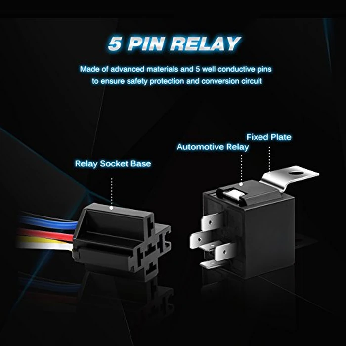 Nilight 50003R Automotive Set 5-Pin 30/40A 12V SPDT with Interlocking Relay Socket and Wiring Harness-5 Pack, 2 Years Warranty by Nilight - Image 4