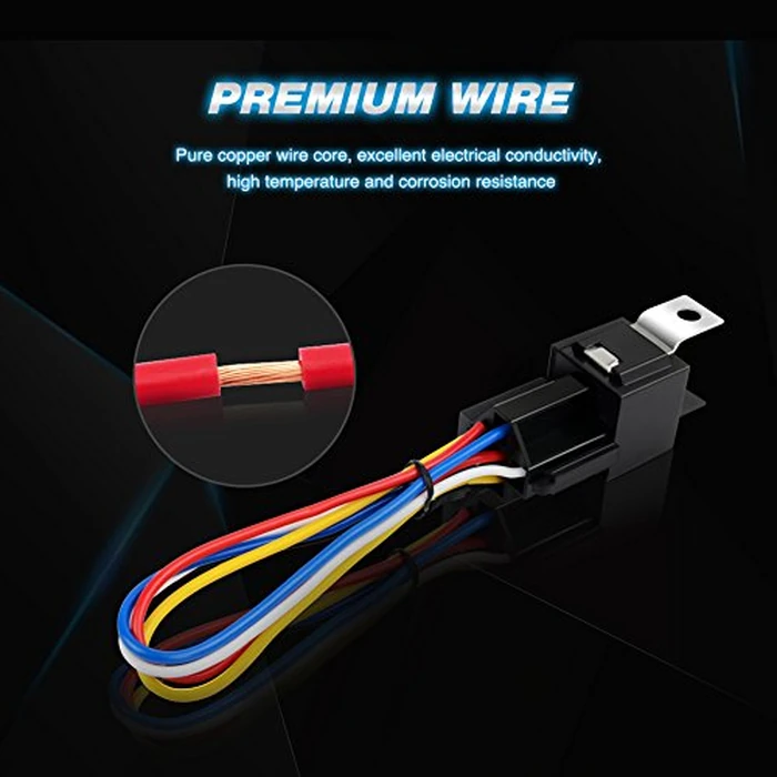 Nilight 50003R Automotive Set 5-Pin 30/40A 12V SPDT with Interlocking Relay Socket and Wiring Harness-5 Pack, 2 Years Warranty by Nilight - Image 6