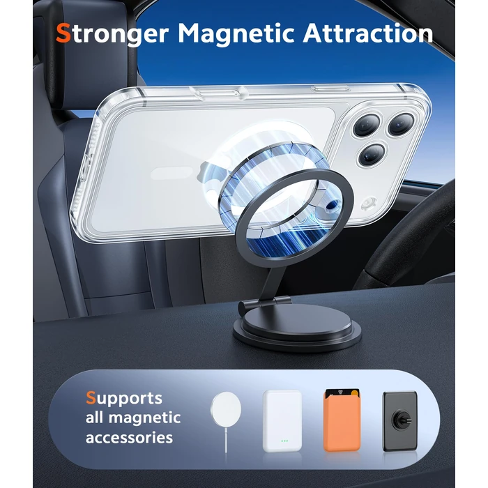 FNTCASE for iPhone 17 Pro-Max Case: Clear Magnetic Phone Cases with Screen Protector Compatible with Magsafe Slim Anti Yellowing Rugged Shockproof Protective Transparent Cell Cover (A-Clear Magnetic) by FNTCASE - Image 3
