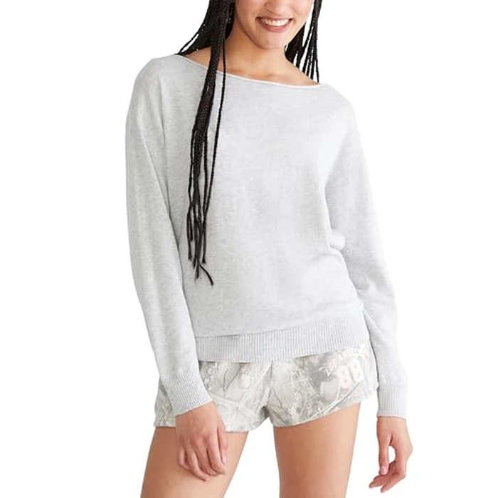 Off The Shoulder Sweater, Light Heather Grey, S by AEROPOSTALE - Used - Like New condition