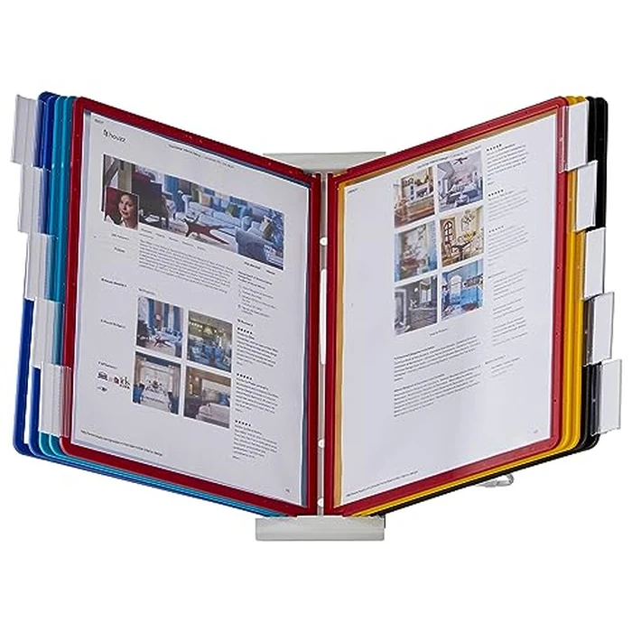 Durable Instaview20 Pocket Expandable Desktop Reference System - Letter Size 10 Double-Sided Panels - Assorted Color Borders by Durable - Image 1