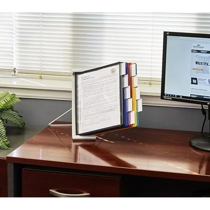 Durable Instaview20 Pocket Expandable Desktop Reference System - Letter Size 10 Double-Sided Panels - Assorted Color Borders by Durable - Image 7