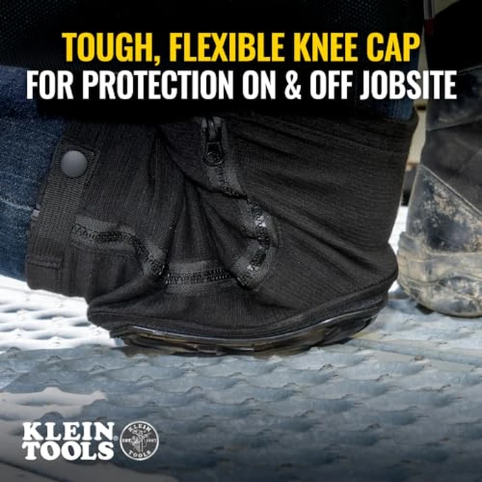 Klein Tools 60630 Tough-Flex Knee Sleeves for Work, Construction, Low-Profile Sleeve with Zipper, Gel-Like Foam, Black, L/XL by KLEIN TOOLS - Image 4