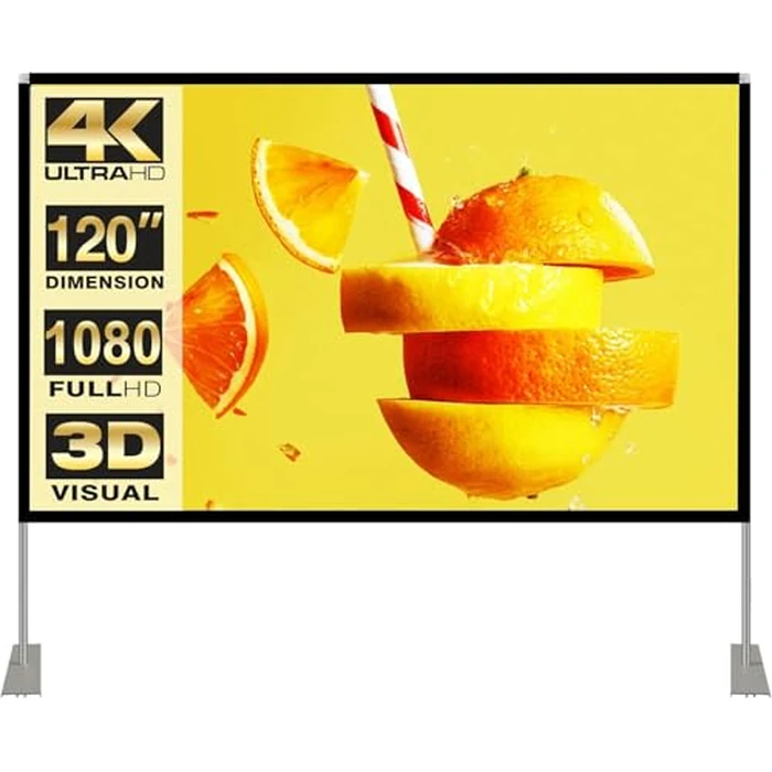 Projector Screen with Stand 120 inch 16:9 HD 4K Outdoor Indoor Projection Screen for Home Theater 3D Fast-Folding Projector Screen and Stand Legs and Carry Bag Projection Movie Wrinkle-Free by HOIN - Image 1