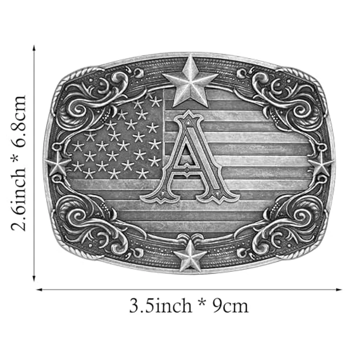 Absbolo Western Belt Buckle Men Initial Letter ABCDJRM to Z Silver Cowboy Belt Buckles for Women by Absbolo - Image 2