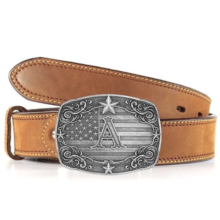 Absbolo Western Belt Buckle Men Initial Letter ABCDJRM to Z Silver Cowboy Belt Buckles for Women by Absbolo - Image 4