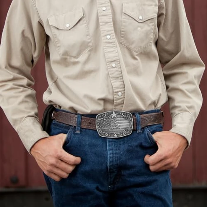 Absbolo Western Belt Buckle Men Initial Letter ABCDJRM to Z Silver Cowboy Belt Buckles for Women by Absbolo - Image 7