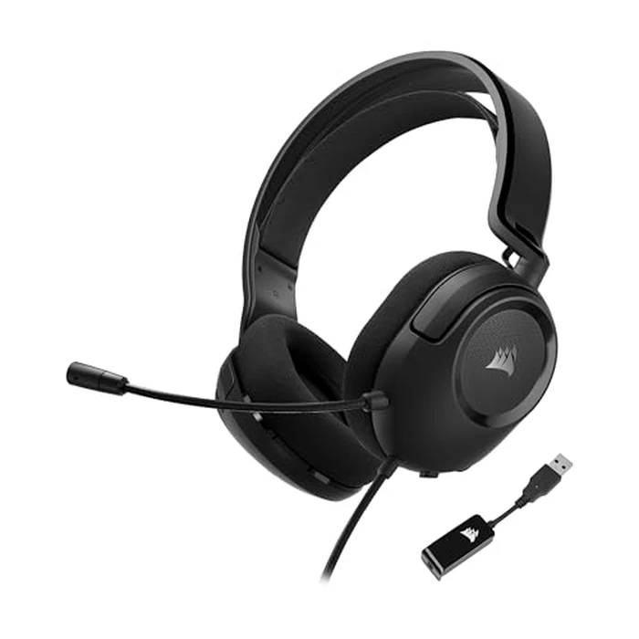 CORSAIR HS35 Surround v2 Multiplatform Wired Gaming Headset - Dolby 7.1 - Flexible Omni-Directional Microphone - Universal 3.5mm Connection - PC, Mac, PS5, PS4, Xbox, Nintendo Switch, Mobile - Carbon by Corsair - Used - Acceptable condition - CA$26.88