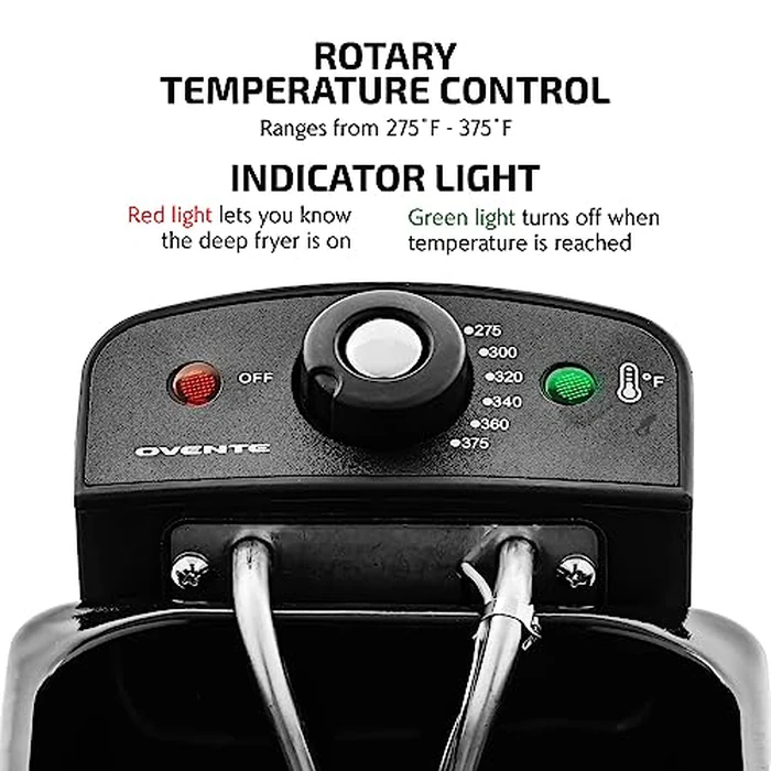 OVENTE Electric Deep Fryer 2 Liter Capacity, 1500 Watt Lid with Viewing Window and Odor Filter, Adjustable Temperature, Removable Frying Basket and Easy to Clean Stainless Steel Body, Silver FDM2201BR by OVENTE - Image 3