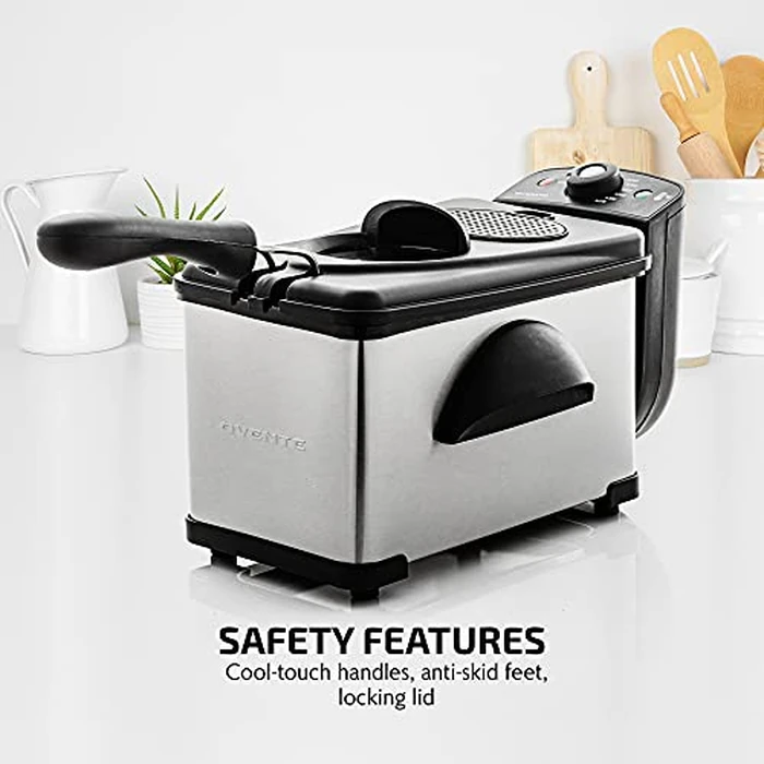 OVENTE Electric Deep Fryer 2 Liter Capacity, 1500 Watt Lid with Viewing Window and Odor Filter, Adjustable Temperature, Removable Frying Basket and Easy to Clean Stainless Steel Body, Silver FDM2201BR by OVENTE - Image 8