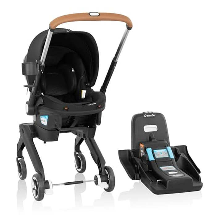 Evenflo Gold Shyft DualRide Infant Car Seat Stroller Combo w Carryall Storage & Extended Canopy - Onyx Black by Evenflo - Used - Like New condition - CA$624.88
