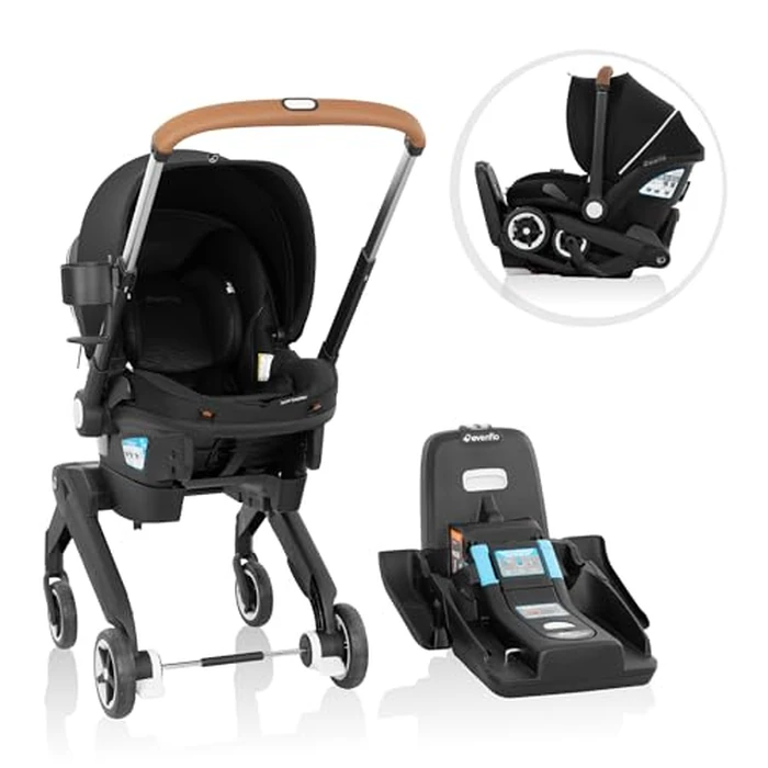 Evenflo Gold Shyft DualRide Infant Car Seat Stroller Combo w Carryall Storage & Extended Canopy - Onyx Black by Evenflo - Image 2