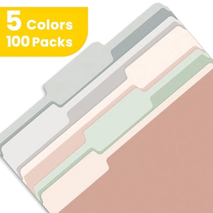 SUNEE File Folders Letter Size Pastel Colors, 100 Pack Manilla Folders 8.5 x 11 1/3-Cut Tabs, Colored File Folders Office Home School for Documents Files Paper by SUNEE - Image 2