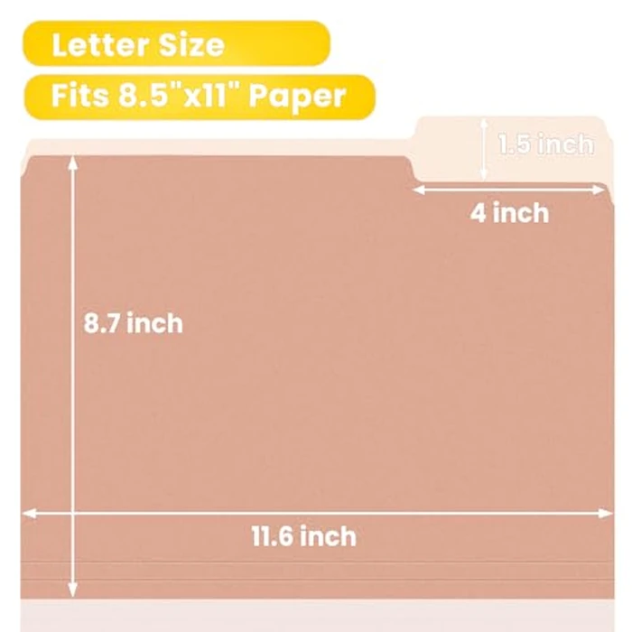 SUNEE File Folders Letter Size Pastel Colors, 100 Pack Manilla Folders 8.5 x 11 1/3-Cut Tabs, Colored File Folders Office Home School for Documents Files Paper by SUNEE - Image 3