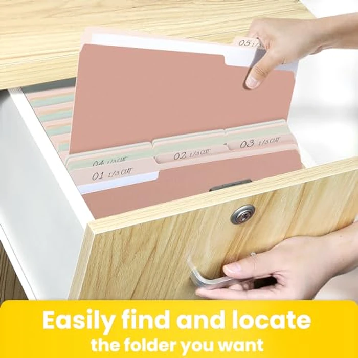 SUNEE File Folders Letter Size Pastel Colors, 100 Pack Manilla Folders 8.5 x 11 1/3-Cut Tabs, Colored File Folders Office Home School for Documents Files Paper by SUNEE - Image 5