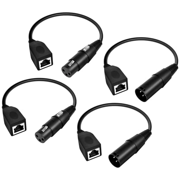 3 Pin XLR to RJ45 Adapter 【Upgraded】1ft 3 Pin DMX Male Adapter for XLR to Cat 5 Cat 6 Ethernet for DMX-CON Controller Series Stage and Recording Studio DMX to RJ45 Male and Female Adapters (4) by LIENIAO - Image 1
