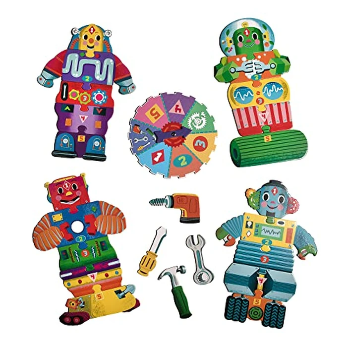 eeBoo Build a Robot Spinner Game - Award Winning Number Matching Robot Building Game, Screen-Free Fun for 2-4 Players, Kids Ages 3 and up by eeBoo - Image 3