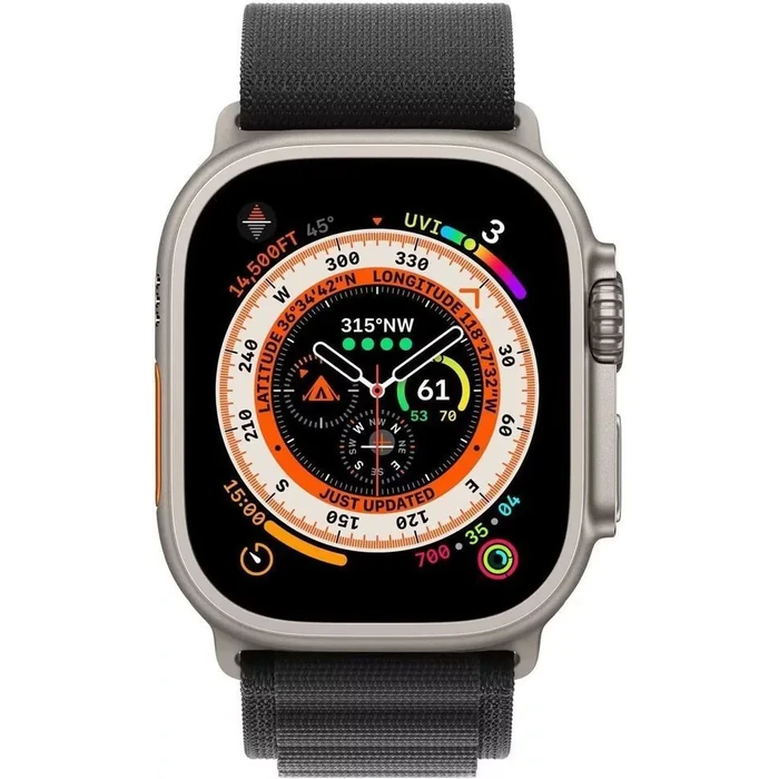 Apple Watch Ultra (Cellular + GPS) - 32GB - 49mm - Titanium Titanium Case with Orange Textile Alpine Loop Band - Large Size by Apple - Refurbished - Good condition - US$313.94