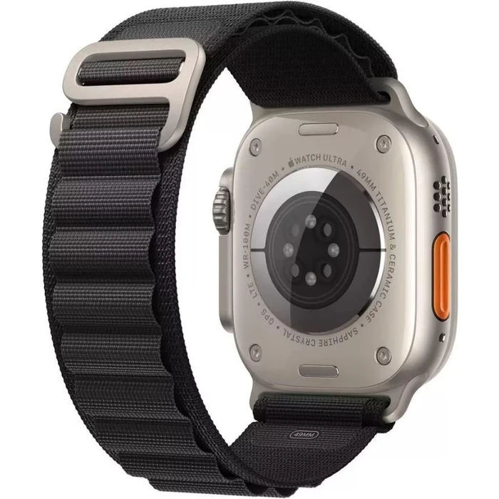 Apple Watch Ultra (Cellular + GPS) - 32GB - 49mm - Titanium Titanium Case with Orange Textile Alpine Loop Band - Large Size by Apple - Image 3