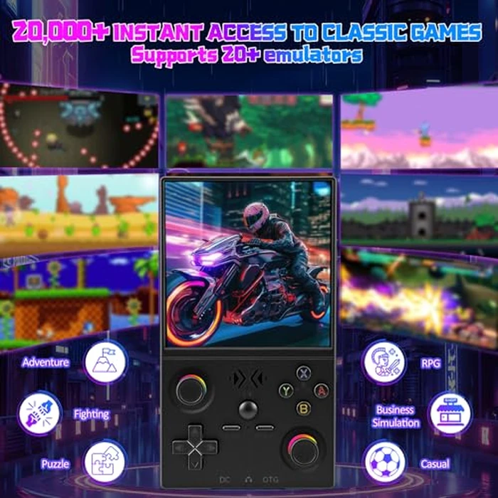 UYTGXEN XF40V Retro Handheld Game Console with 2*Detachable Long Joysticks, 4.0-Inch HD IPS Screen Retro Gaming Console, Preloaded Classic Games with Multiple Emulator, Pocket Video Gaming by UYTGXEN - Image 2