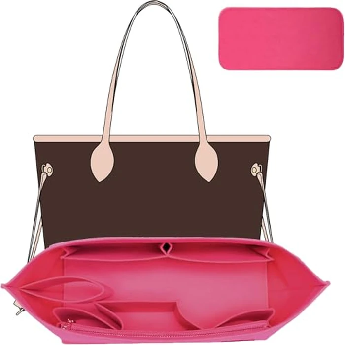 OAikor Purse Organizer Insert with Base Shaper Compatible with neverfull MM, Speedy 30 and More,Bag Organizer Insert for Luxury Tote Bags,L/Rose by OAikor - Used - Very Good condition