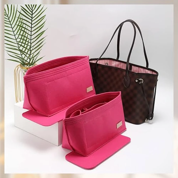 OAikor Purse Organizer Insert with Base Shaper Compatible with neverfull MM, Speedy 30 and More,Bag Organizer Insert for Luxury Tote Bags,L/Rose by OAikor - Image 6