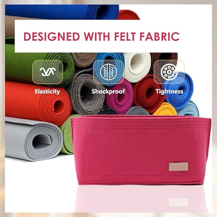 OAikor Purse Organizer Insert with Base Shaper Compatible with neverfull MM, Speedy 30 and More,Bag Organizer Insert for Luxury Tote Bags,L/Rose by OAikor - Image 7