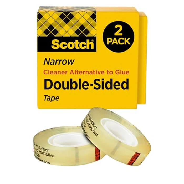 Scotch Double Sided Tape, Office and School Supplies for Arts and Crafts, Alternative to Scrapbooking Tape, 0.50 in. x 500 in., 2 Refill Tape Rolls by Scotch - Used - Like New condition - US$6.84