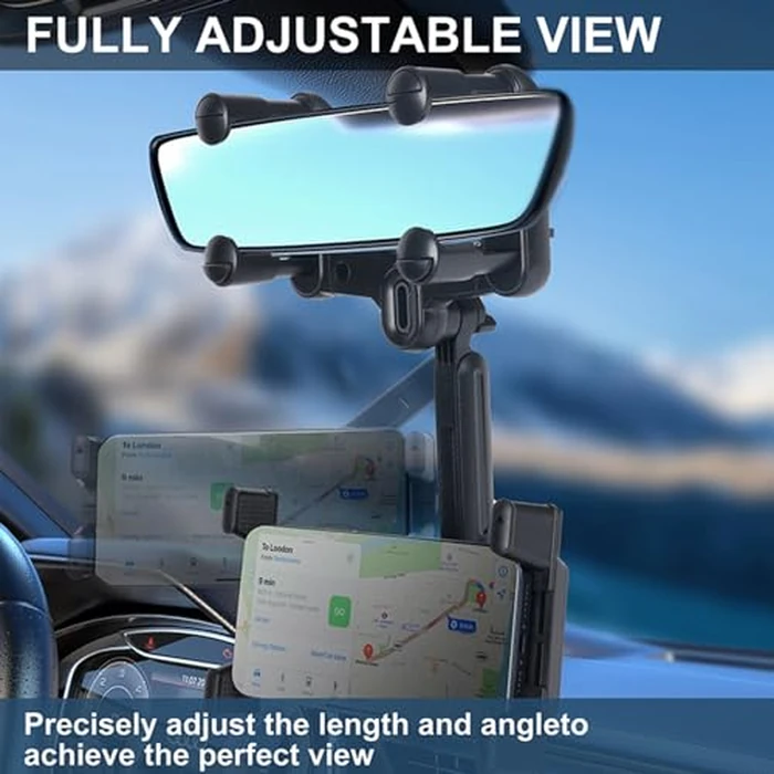 Kelofam Rear View Mirror Phone Holder, Multifunctional 360 degreesRotatable and Retractable，Suitable for iPhone15 14 iPhone13promax,iPad,Samsung Z Fold 5 4, All Smartphones by kelofam - Image 4