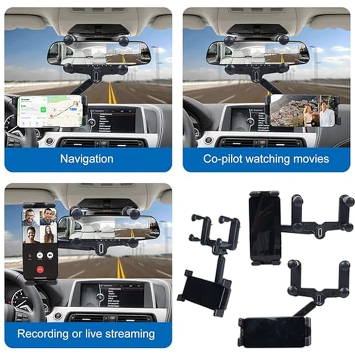 Kelofam Rear View Mirror Phone Holder, Multifunctional 360 degreesRotatable and Retractable，Suitable for iPhone15 14 iPhone13promax,iPad,Samsung Z Fold 5 4, All Smartphones by kelofam - Image 5